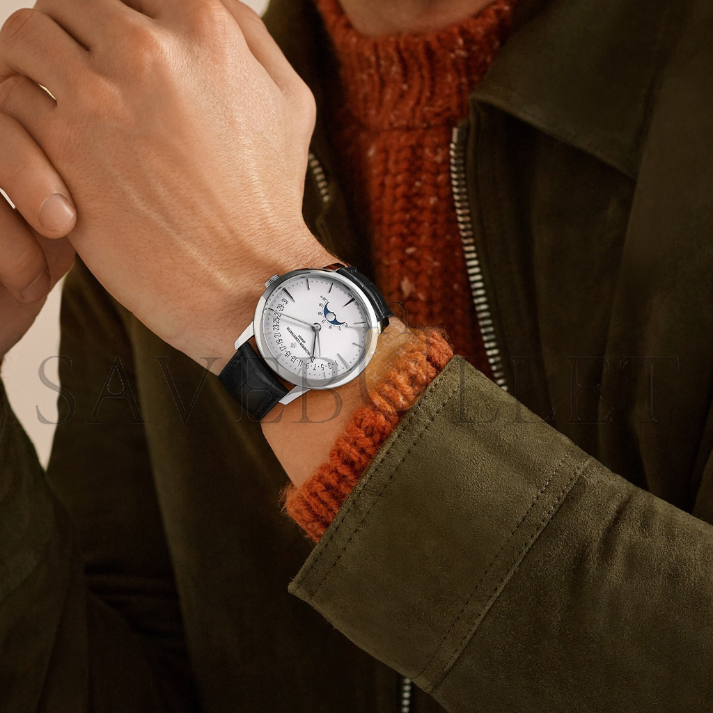 vacheron Co*sta*t*n patrimony moon phase retrograde date 42.5 mm white gold watch 4010u/000g-b330